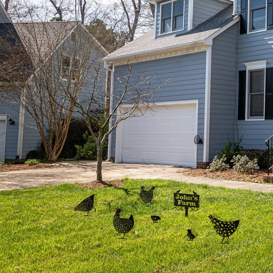 Chicken Coop Signs Personalized - Bird Yard Art - Chicken Decor - Metal Garden Art - Farm Decor - Bird Metal Art - Gifts for Father