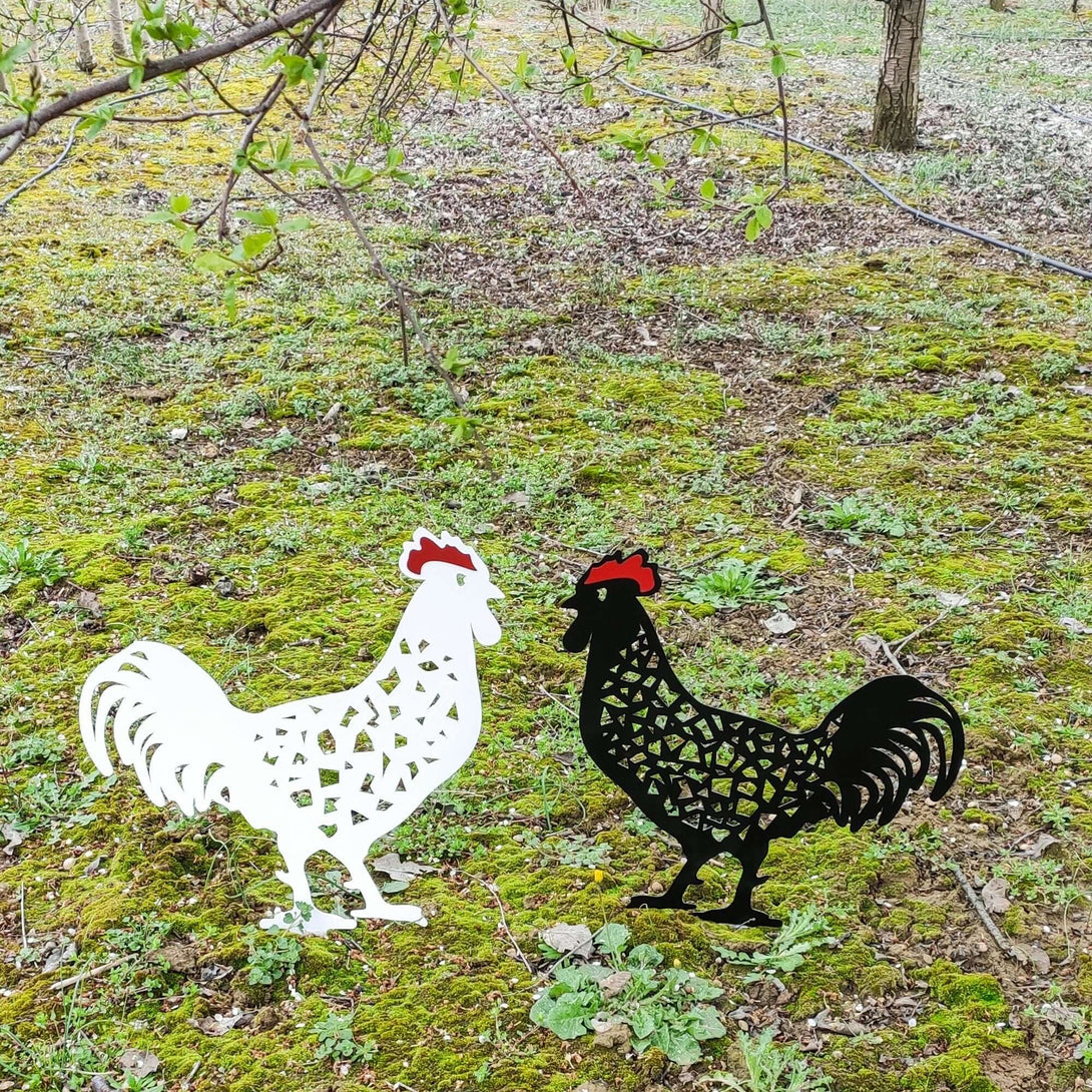 Rooster Garden Decor - Garden Entryway Decor - Garden Stakes - Rooster Figurine - Chicken Yard Art