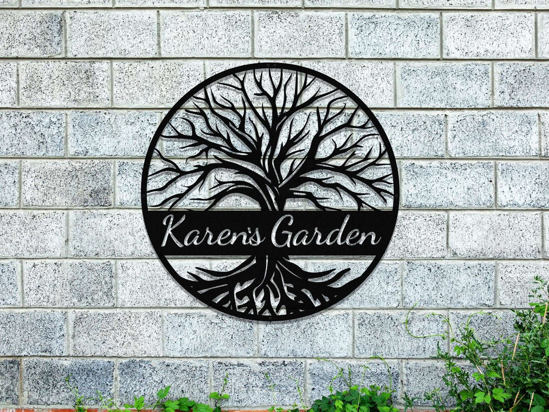 Personalized Metal Garden Stake, Metal Yard Stake Sign, Life Tree Garden Decoration, Dedication Memorial Yard Art Marker - Free Shipping