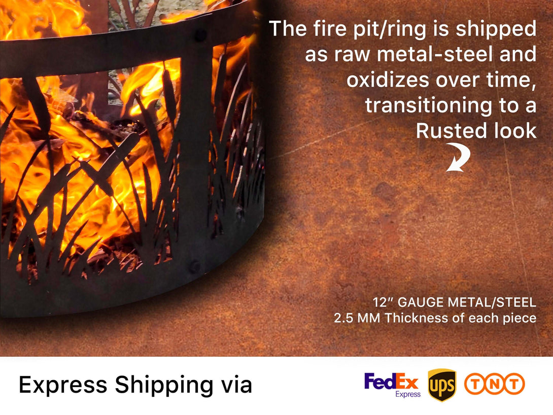 Reeds & Nature Fire Ring - Outdoor Fire Pit - Gift for Him
