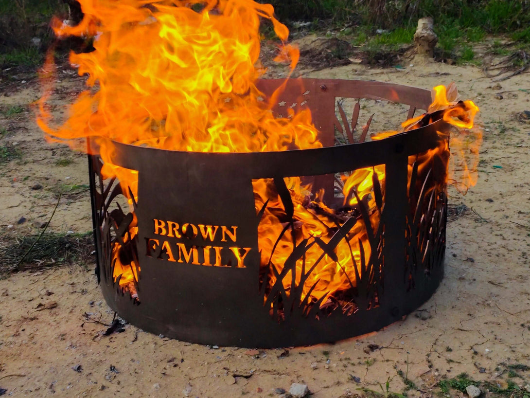 Personalized Metal Wildlife Fire Ring - Outdoor Fire Pit - Gift for Him