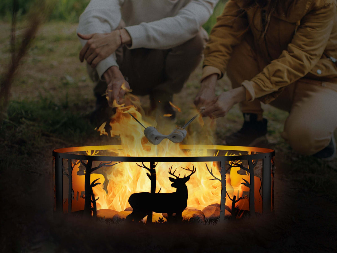 Whitetail Mountain Fire Ring - Outdoor Fire Pit - Gift for Him - Deer Hunter Gift, Deer Camp Gift - Gift for cabin
