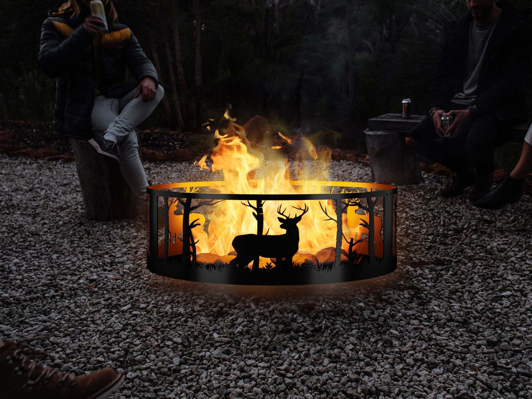 Whitetail Mountain Fire Ring - Outdoor Fire Pit - Gift for Him - Deer Hunter Gift, Deer Camp Gift - Gift for cabin