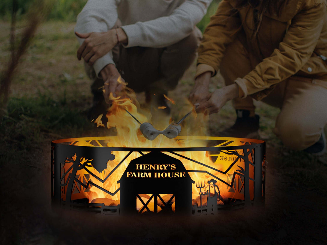 Personalized Farmer Fire Ring - Outdoor Fire Pit - Gift for Farmer