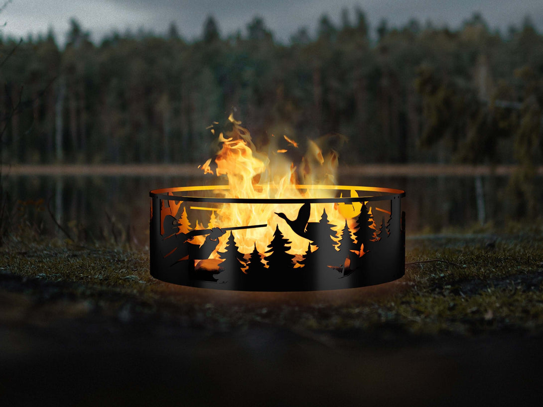 Hunter & Pheasant Fire Ring Outdoor Fire Pit Gift for Him