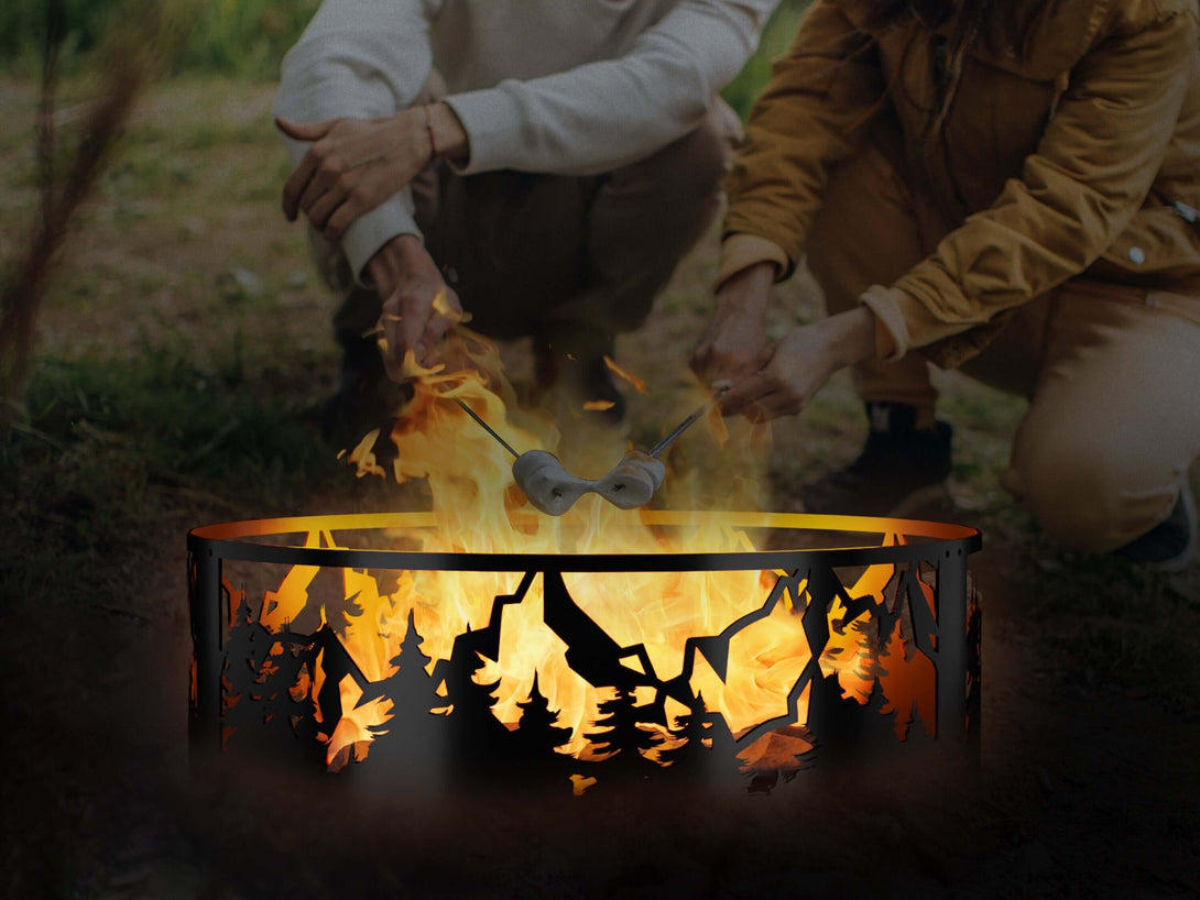 Mountain Nature View Fire Ring - Outdoor Fire Pit - Gift for Him