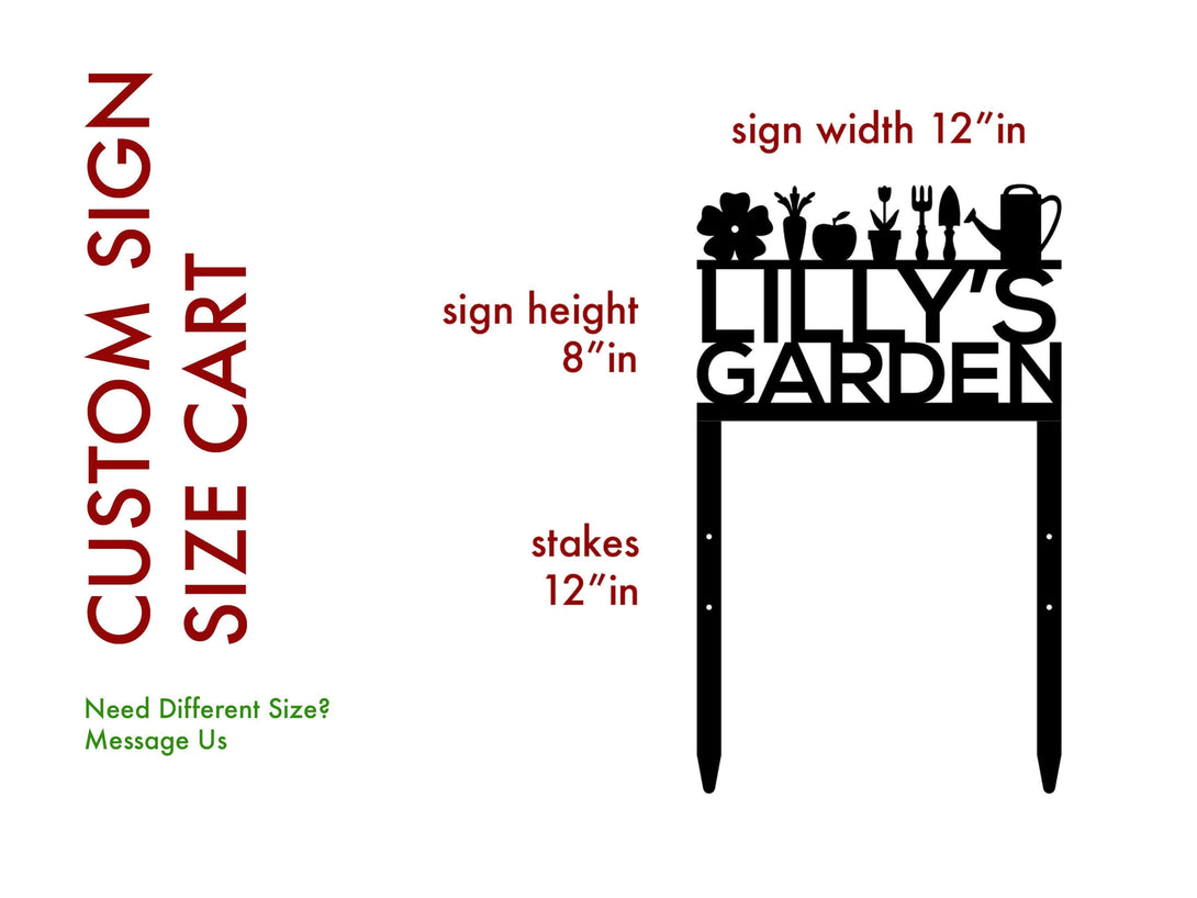 Exterior Custom Garden Sign - Rustic Outdoor Garden Stake Personalize, Metal Yard Art