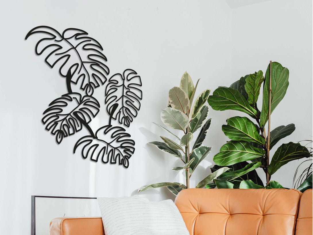Tropical Leaf Metal Wall Art Decor, Modern Flower Art Decoration, Botanical Palm Leaf