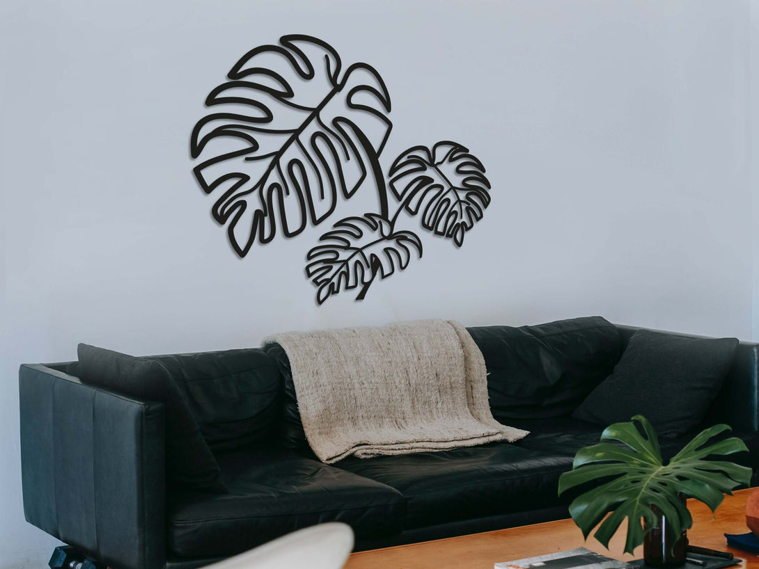 Monstera Leaf Metal Wall Decor, Modern Flower Art Decoration, Botanical Tropical Palm Leaf