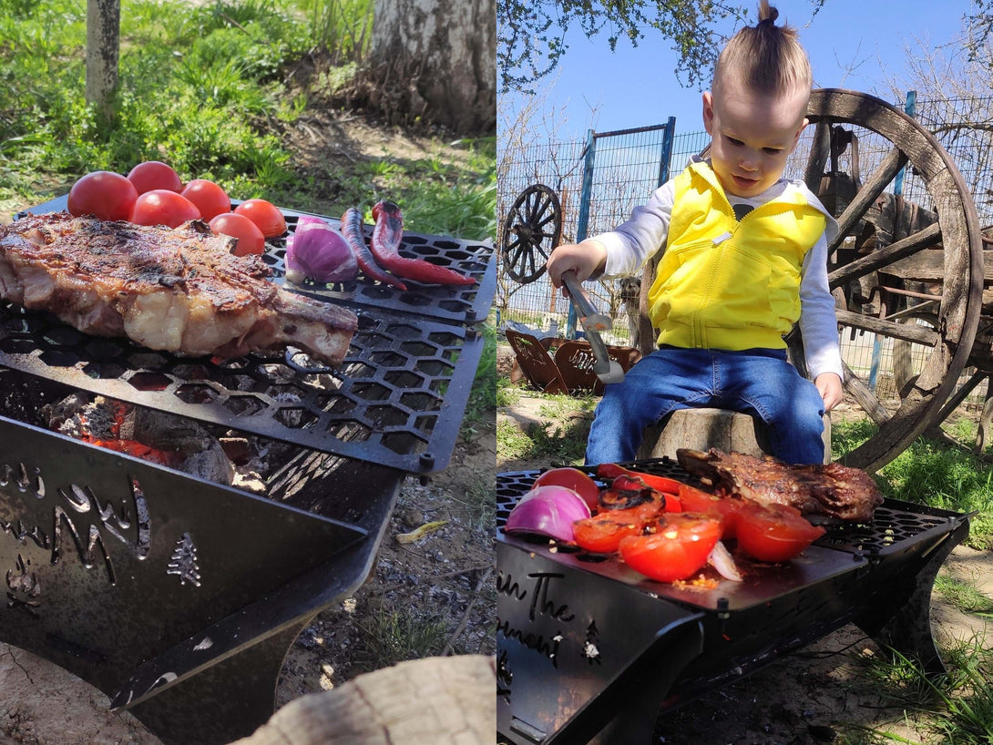 Collapsable Barbecue Grill - Portable Campfire Cooking Grill - Fire Pit