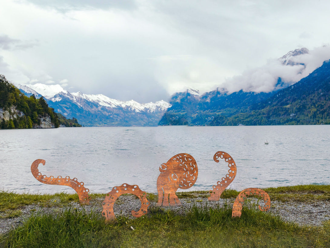 Metal Octopus Sculpture, Kraken Tentacles, Metal Garden Art
